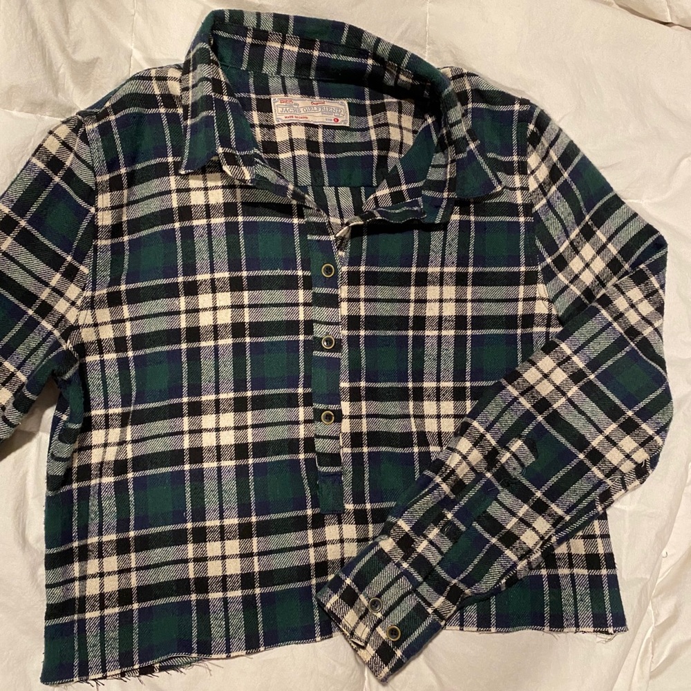 Green and white flannel